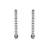 Round Cubic Zirconia Eternity Stone Huggie Hoop Earring 925 Sterling Silver