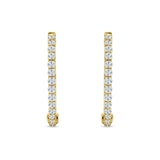 Round Cubic Zirconia Eternity Stone Huggie Hoop Earring 925 Sterling Silver