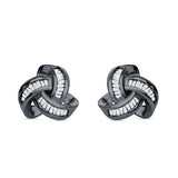 Trinity Love Knot  Baguette Stud Earring Cubic Zirconia 925 Sterling Silver