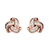 Trinity Love Knot  Baguette Stud Earring Cubic Zirconia 925 Sterling Silver