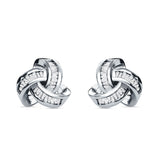 Trinity Love Knot  Baguette Stud Earring Cubic Zirconia 925 Sterling Silver