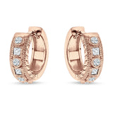 Round & Princess Cut Cubic Zirconia Huggie Hoop Earring 925 Sterling Silver