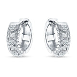 Round & Princess Cut Cubic Zirconia Huggie Hoop Earring 925 Sterling Silver