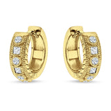 Round & Princess Cut Cubic Zirconia Huggie Hoop Earring 925 Sterling Silver