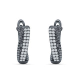 Twisted Rope 15.3mm Cubic Zirconia Huggie Hoop Earring 925 Sterling Silver