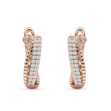 Twisted Rope 15.3mm Cubic Zirconia Huggie Hoop Earring 925 Sterling Silver