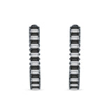 Baguette Cubic Zirconia Half Eternity Huggie Hoop Earring 925 Sterling Silver