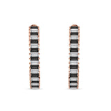 Baguette Cubic Zirconia Half Eternity Huggie Hoop Earring 925 Sterling Silver