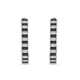 Baguette Cubic Zirconia Half Eternity Huggie Hoop Earring 925 Sterling Silver