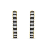 Baguette Cubic Zirconia Half Eternity Huggie Hoop Earring 925 Sterling Silver