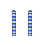 Baguette Cubic Zirconia Half Eternity Huggie Hoop Earring 925 Sterling Silver