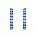 Baguette Cubic Zirconia Half Eternity Huggie Hoop Earring 925 Sterling Silver