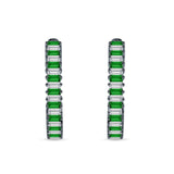 Baguette Cubic Zirconia Half Eternity Huggie Hoop Earring 925 Sterling Silver