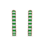 Baguette Cubic Zirconia Half Eternity Huggie Hoop Earring 925 Sterling Silver