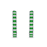 Baguette Cubic Zirconia Half Eternity Huggie Hoop Earring 925 Sterling Silver
