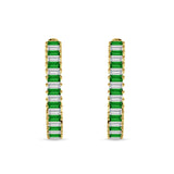 Baguette Cubic Zirconia Half Eternity Huggie Hoop Earring 925 Sterling Silver