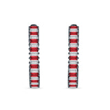 Baguette Cubic Zirconia Half Eternity Huggie Hoop Earring 925 Sterling Silver