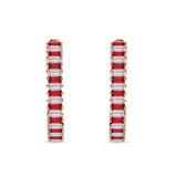 Baguette Cubic Zirconia Half Eternity Huggie Hoop Earring 925 Sterling Silver