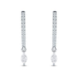 Marquise Charm Huggie Hoop Earring Cubic Zirconia 925 Sterling Silver