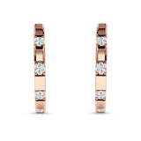 Round Cubic Zirconia Frosty Huggie Hoop Earring 925 Sterling Silver