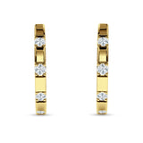 Round Cubic Zirconia Frosty Huggie Hoop Earring 925 Sterling Silver