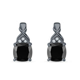 Cushion Cubic Zirconia Twisted Stud Earring 925 Sterling Silver