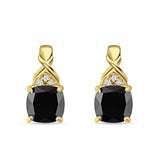 Cushion Cubic Zirconia Twisted Stud Earring 925 Sterling Silver