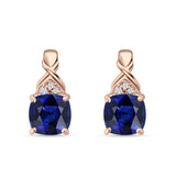 Cushion Cubic Zirconia Twisted Stud Earring 925 Sterling Silver