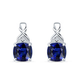 Cushion Cubic Zirconia Twisted Stud Earring 925 Sterling Silver