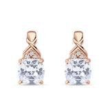 Cushion Cubic Zirconia Twisted Stud Earring 925 Sterling Silver