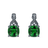 Cushion Cubic Zirconia Twisted Stud Earring 925 Sterling Silver