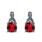 Cushion Cubic Zirconia Twisted Stud Earring 925 Sterling Silver