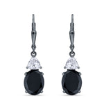 Oval Drop Dangle Triangular Cubic Zirconia Leverback Earring 925 Sterling Silver