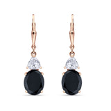 Oval Drop Dangle Triangular Cubic Zirconia Leverback Earring 925 Sterling Silver