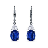 Oval Drop Dangle Triangular Cubic Zirconia Leverback Earring 925 Sterling Silver