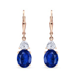 Oval Drop Dangle Triangular Cubic Zirconia Leverback Earring 925 Sterling Silver