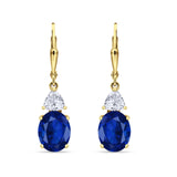 Oval Drop Dangle Triangular Cubic Zirconia Leverback Earring 925 Sterling Silver