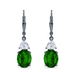 Oval Drop Dangle Triangular Cubic Zirconia Leverback Earring 925 Sterling Silver