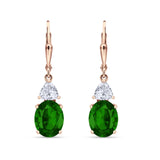 Oval Drop Dangle Triangular Cubic Zirconia Leverback Earring 925 Sterling Silver