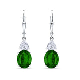 Oval Drop Dangle Triangular Cubic Zirconia Leverback Earring 925 Sterling Silver