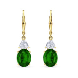 Oval Drop Dangle Triangular Cubic Zirconia Leverback Earring 925 Sterling Silver