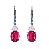 Oval Drop Dangle Triangular Cubic Zirconia Leverback Earring 925 Sterling Silver