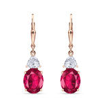 Oval Drop Dangle Triangular Cubic Zirconia Leverback Earring 925 Sterling Silver