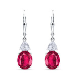 Oval Drop Dangle Triangular Cubic Zirconia Leverback Earring 925 Sterling Silver