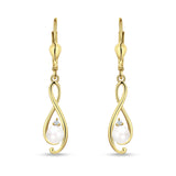 Music Note Infinity Style Leverback Earring Cubic Zirconia 925 Sterling Silver