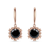 Round Cubic Zirconia Flower Heart Designer Fishhook Earring 925 Sterling Silver
