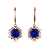 Round Cubic Zirconia Flower Heart Designer Fishhook Earring 925 Sterling Silver
