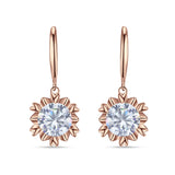 Round Cubic Zirconia Flower Heart Designer Fishhook Earring 925 Sterling Silver