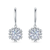 Round Cubic Zirconia Flower Heart Designer Fishhook Earring 925 Sterling Silver