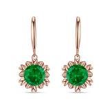Round Cubic Zirconia Flower Heart Designer Fishhook Earring 925 Sterling Silver